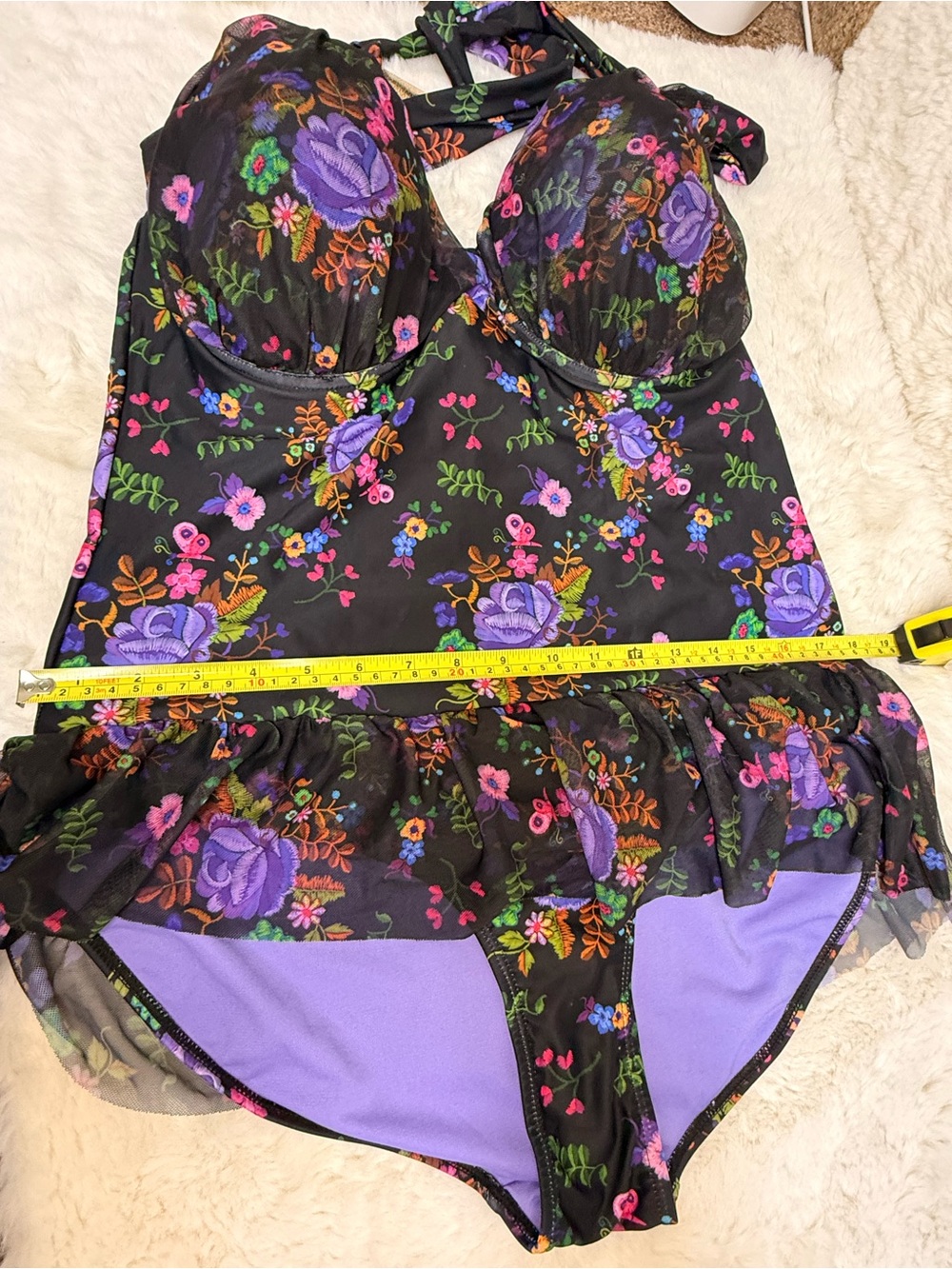 NWOT Gorgeous Marilyn Monroe Women's Ruffled Floral One Piece Swimswear sz 2XL - Picture 13 of 15